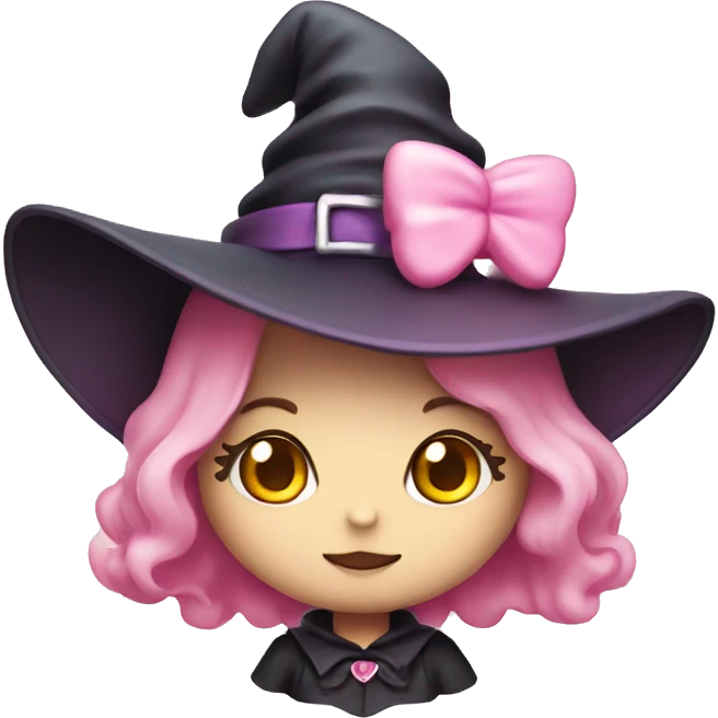 Hello kitty with witch pastel pink hat emoji