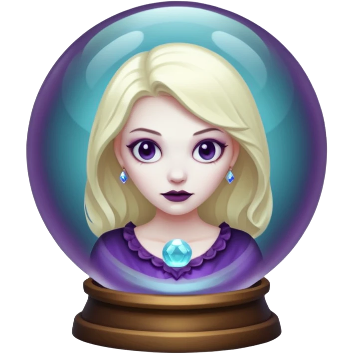 A Ghoulish Lady's head in a crystal ball emoji
