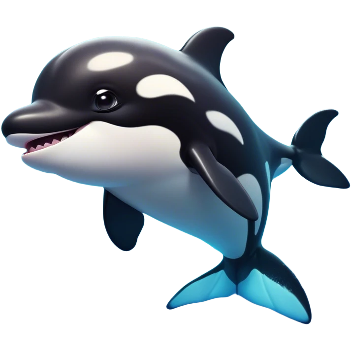 Cinematic Comical orca Portrait Emoji, Head tilted dramatically with an exaggeratedly shocked expression, featuring a sleek black-and-white body with wide, comically expressive eyes full of playful disbelief and animated flippers, Simplified yet hilariously expressive features, highly detailed, glowing with a slightly sassy oceanic glow, high shine, dramatic yet playful, stylized with an air of cheeky marine mischief, soft glowing outline, capturing the essence of a meme-worthy orca that looks ready to make waves with its hilariously dramatic antics! emoji