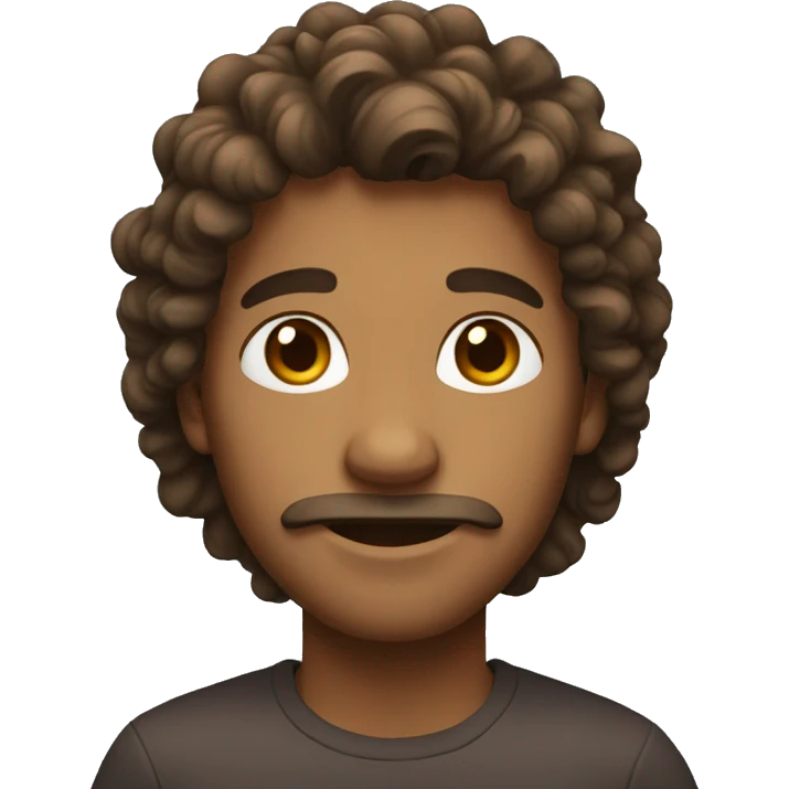 Male Brown face with long curly hair  emoji