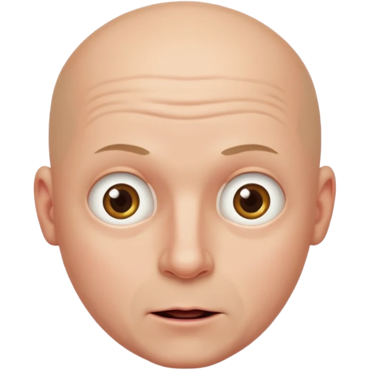 Bald head man blushing with eyes wide open  emoji
