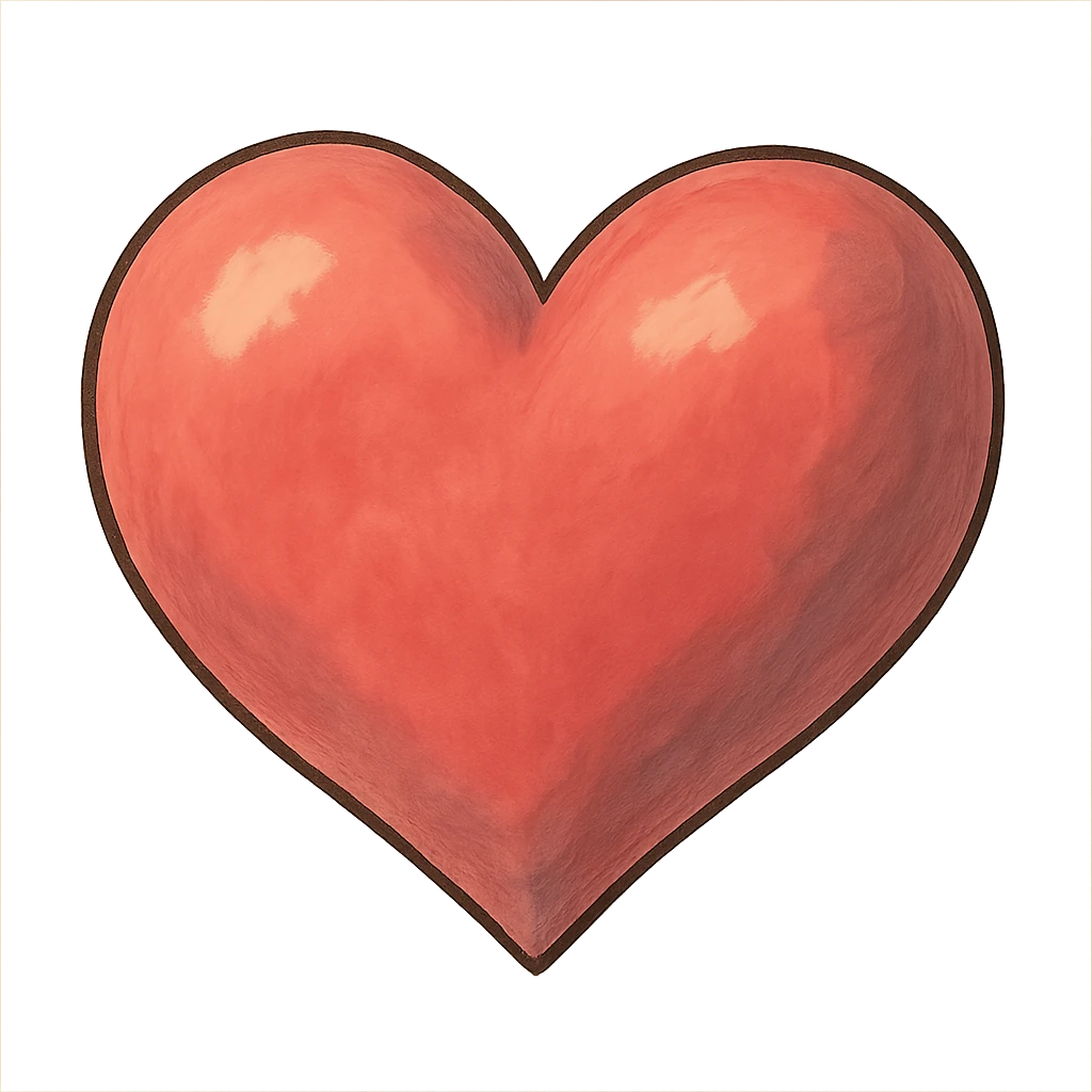 ghibli style heart with soft shading and whimsical feel emoji