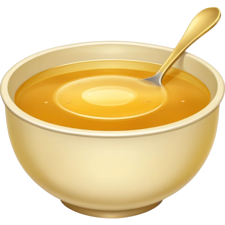 a bowl of golden broth, minimal, smooth, no spoon, simple, clear emoji