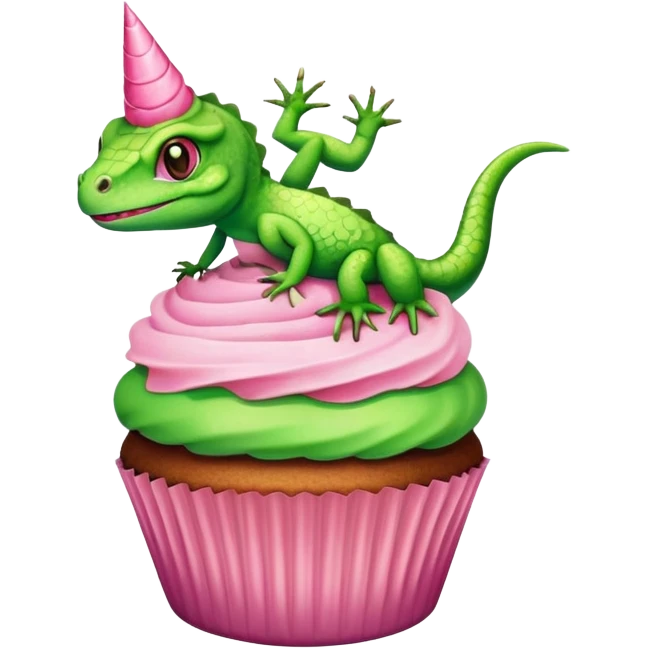 lizard with cupcake emoji