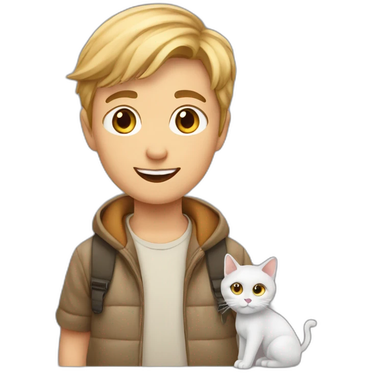 Garçon avec chat sur la tête emoji