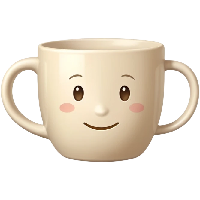 Pale beige wide mug with the inscription good morning emoji