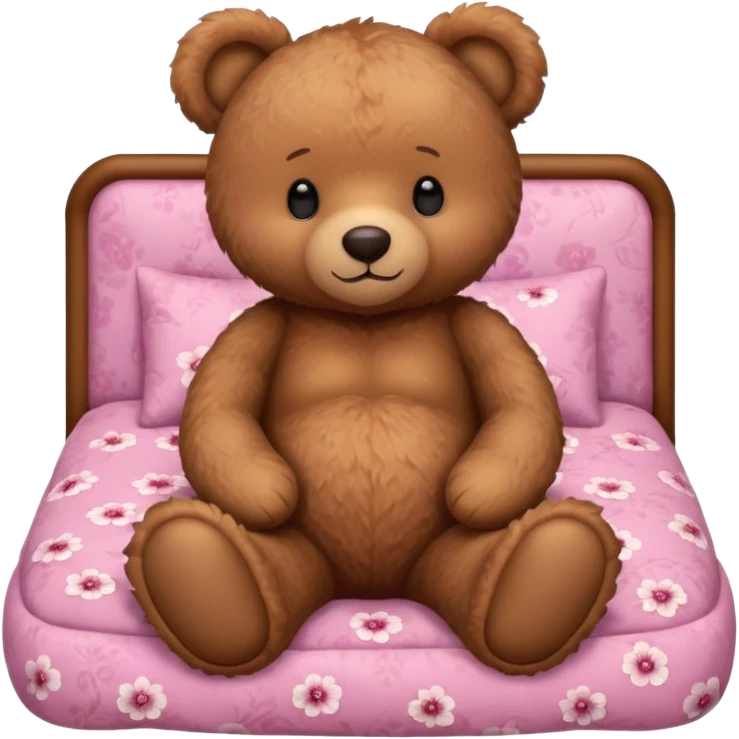 Brown Teddy bear in pink bed emoji
