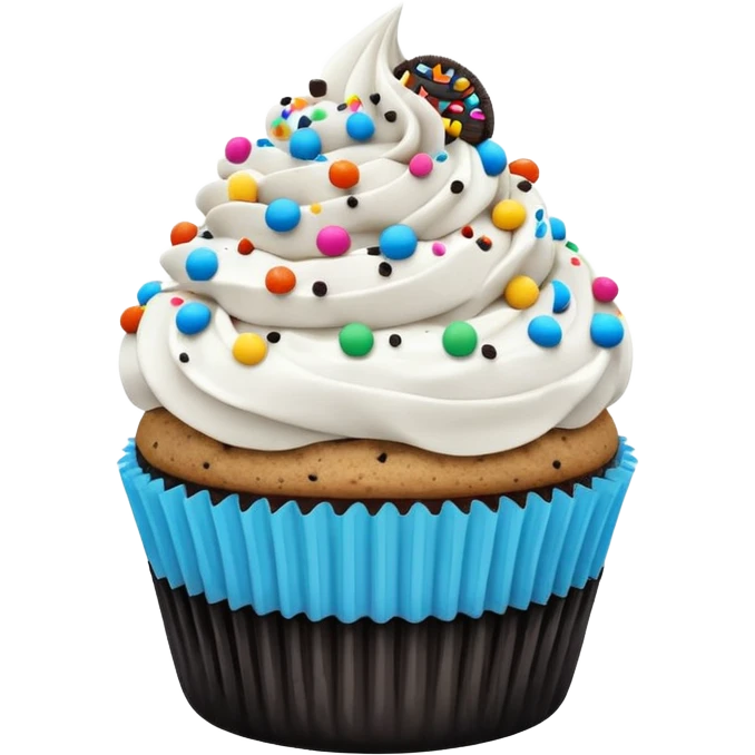 Cookies and cream cupcake with cookies and cream bites emoji