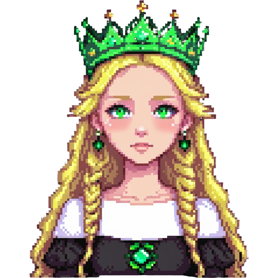 beautiful princess with blonde hair and striking green eyes wearing a crown emoji