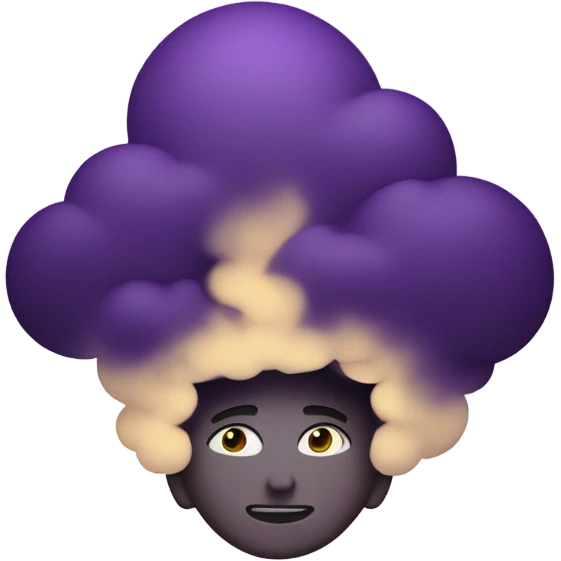 A figure fading into a cloud of smoke or shadows, blending into the darkness with a faint purple glow emoji