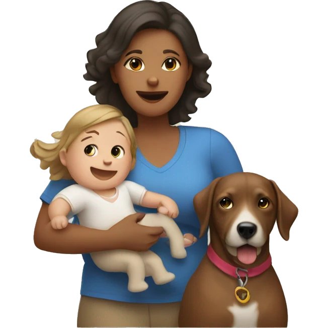 Mom with a baby and a dog emoji