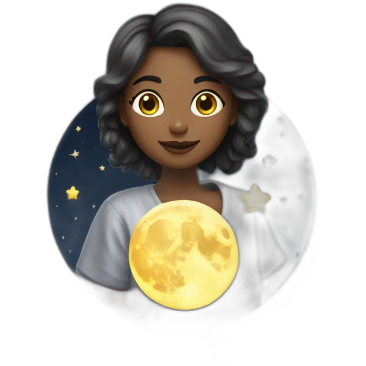 Fille sur lune emoji