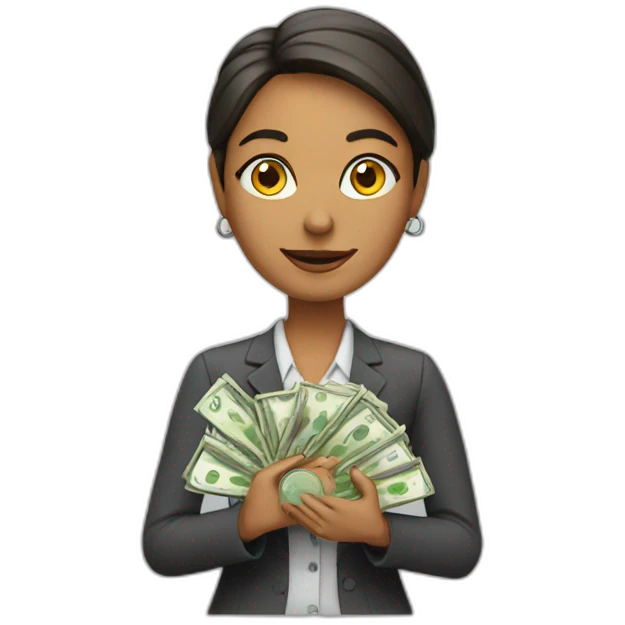 Woman teacher with money emoji