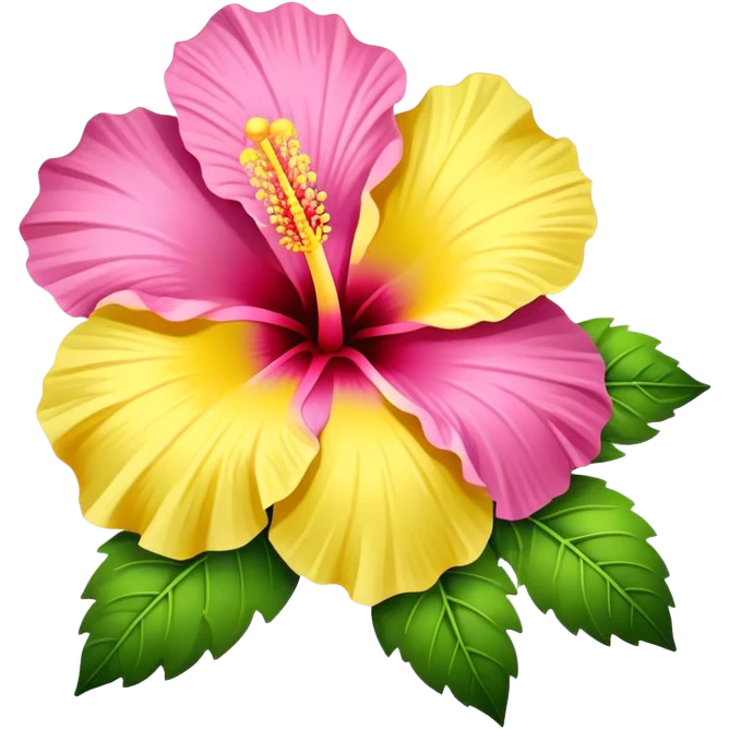 yellow and pink hibiscus flower emoji