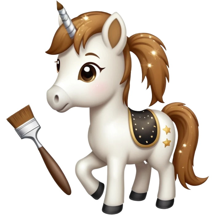 happy pony with a brush and sparkles emoji