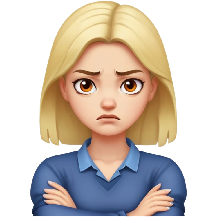 girl arms crossed on neck angry  emoji