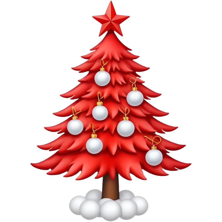 red Christmas tree with white star and white Christmas balls emoji
