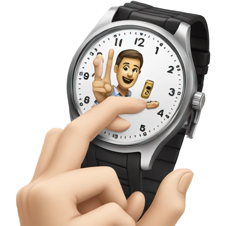  a finger on his watch  emoji