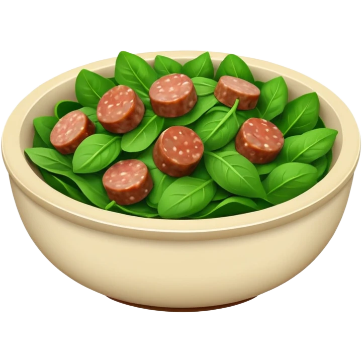 Bowl of spinach and chopped sausage  emoji