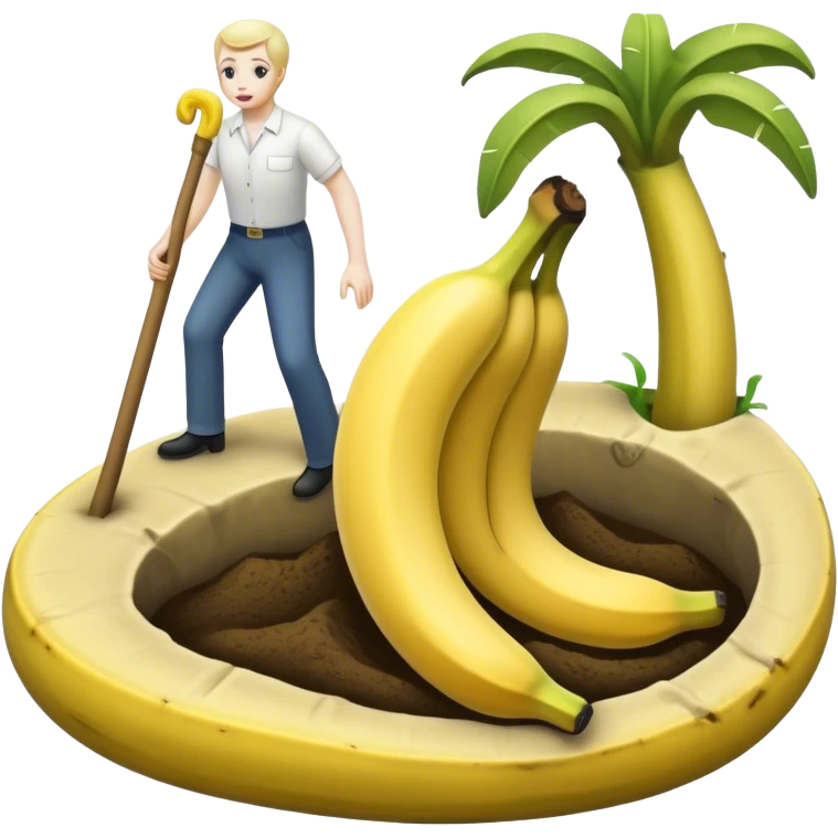 one foot in the grave the other on a banana p emoji