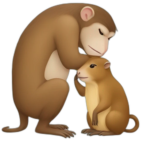 Monkey kissing capybara emoji