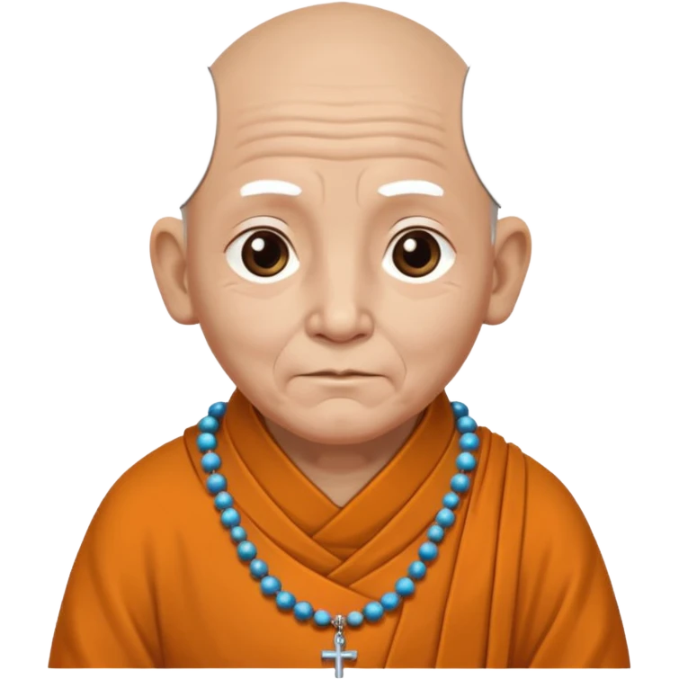 An elderly monk with prayer beads, calm eyes, and wise presence.
 emoji
