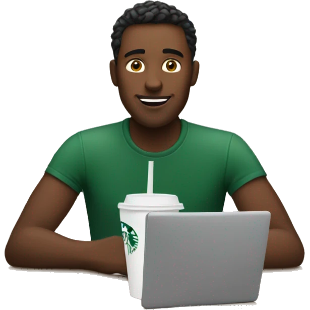 a guy sitting in starbucks emoji