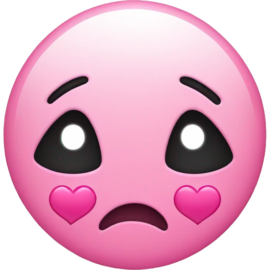 cute smiley sad face with pink hearts emoji
