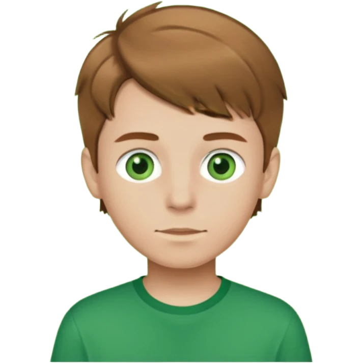 boy with light brown hair and green eyes with green shirt emoji