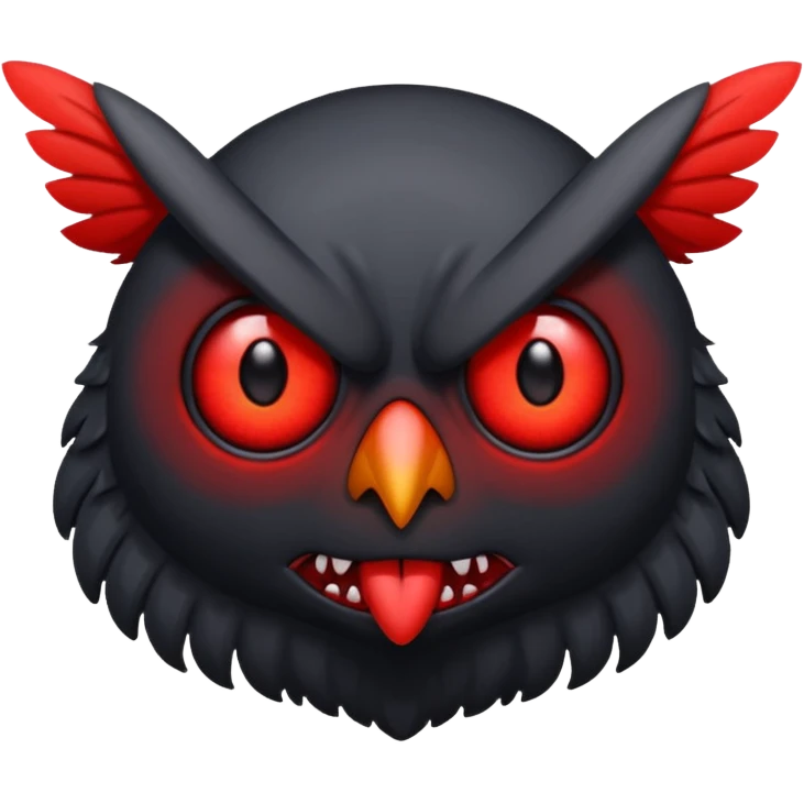 Create a scary emoji of the mothman with bright red eyes emoji