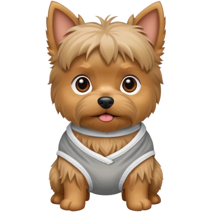 Small old yorkie wearing a diaper emoji