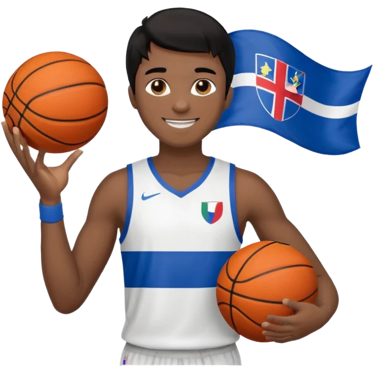 light black skin guy black hair in one hand basketball ball and in othe slovenian flag emoji