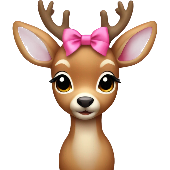 cute deer with a pink bow emoji