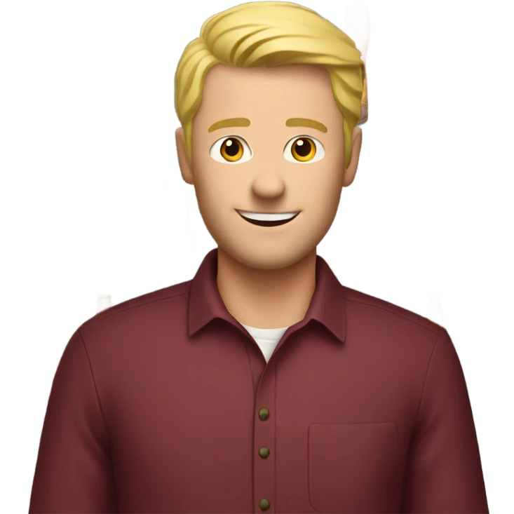 Blonde man in maroon shirt and lots of beers emoji