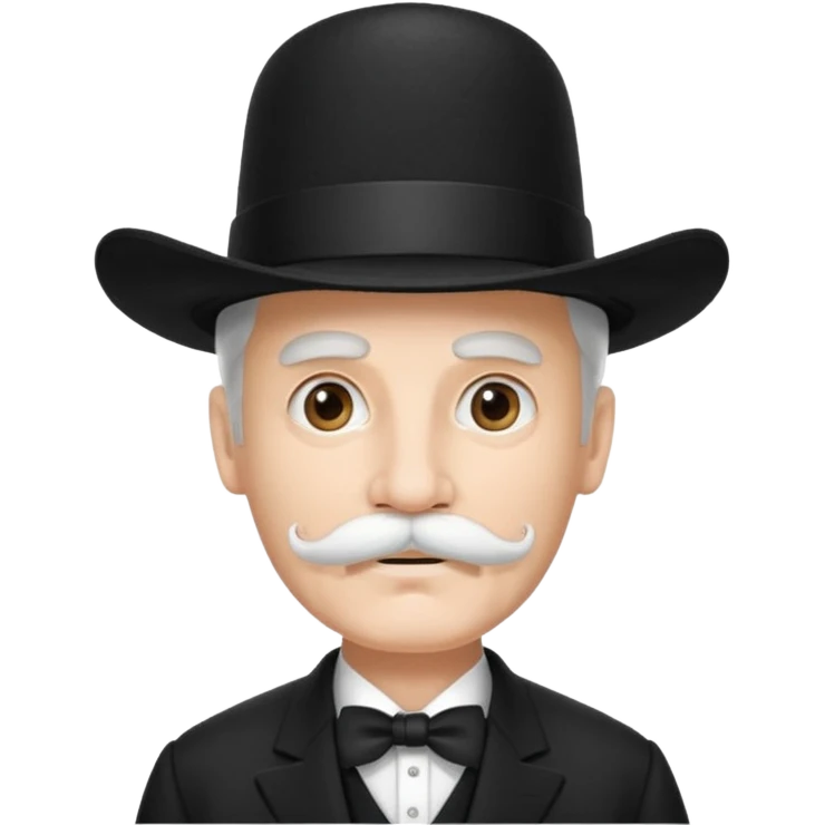 very big white moustachhe and typical 1900 black elegant clothes and hat . politician pose emoji