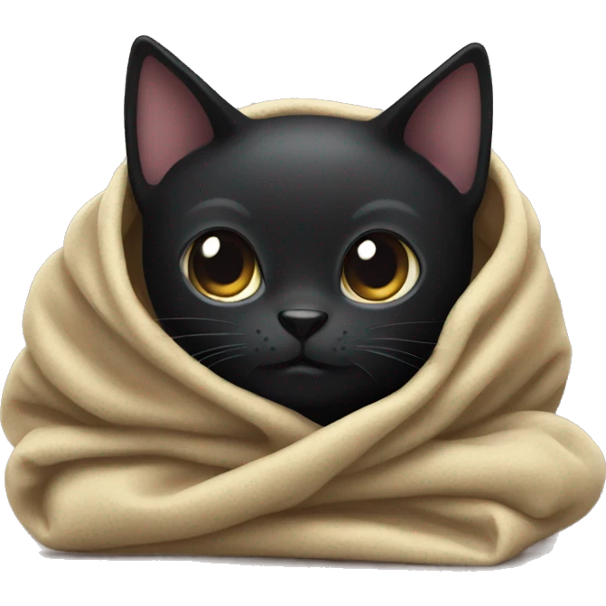 black cat wrapped in a blanket emoji