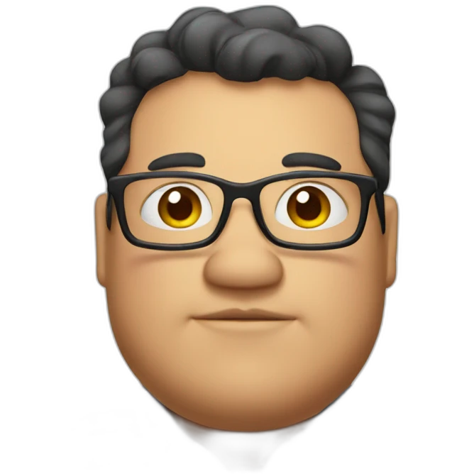 A fat man with glasses, a square face, and a plaid shirt emoji