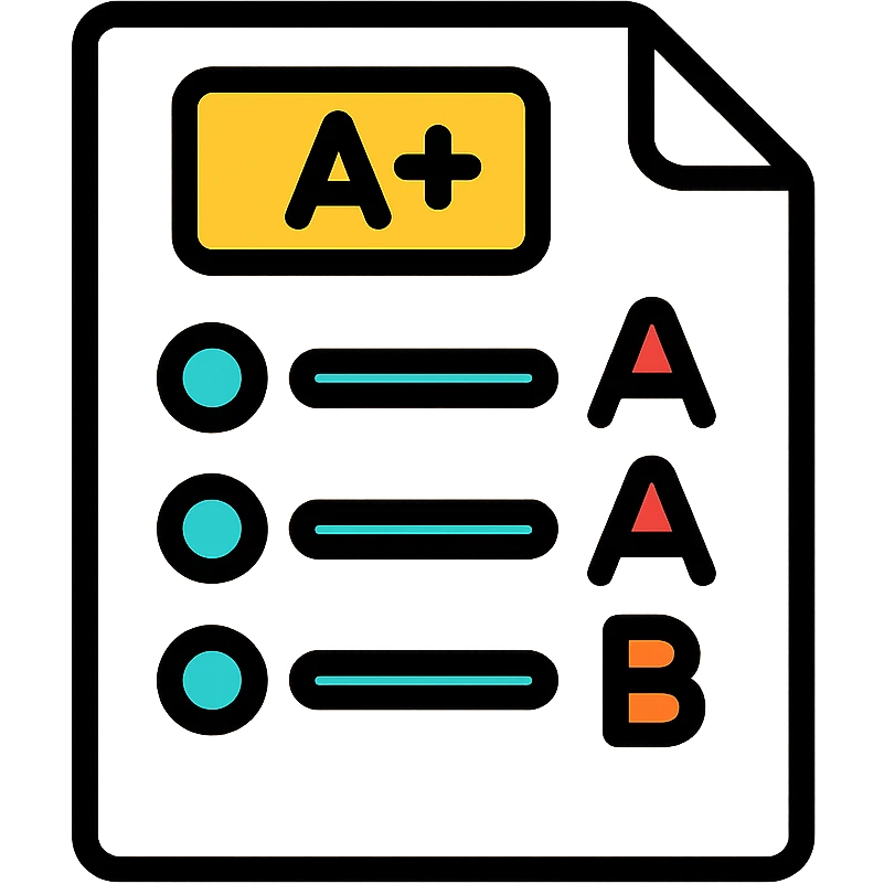 colorful outline report card, simple layout, iOS-inspired emoji