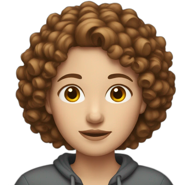 white woman with short brown curly hair emoji