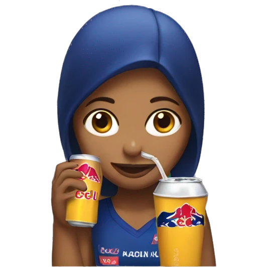 Girl drinking a redbull emoji
