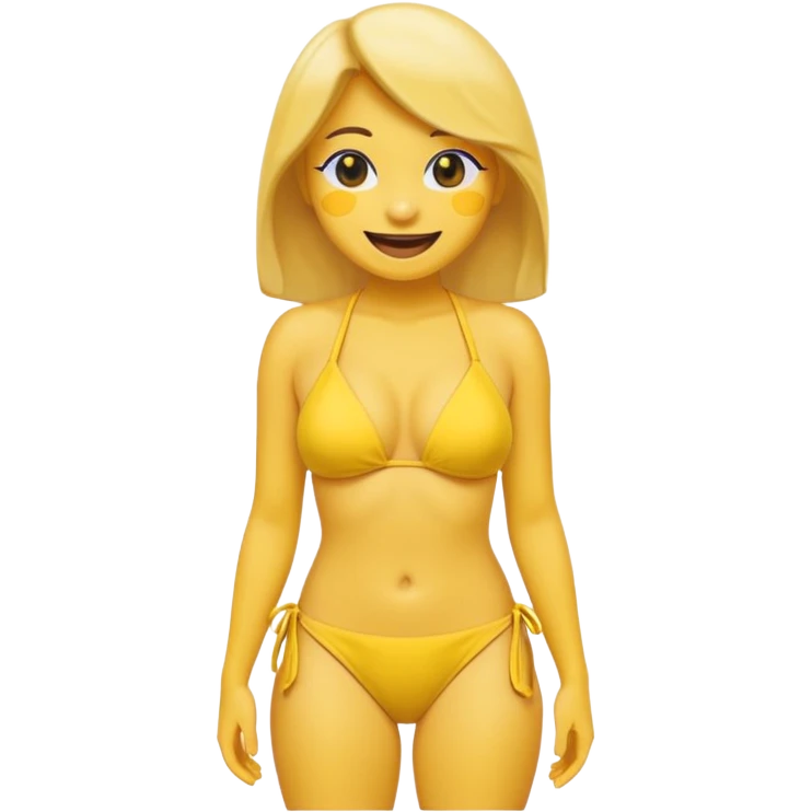 female noseless noseless noseless yellow smiling emoji with tits, full body dark black eyes emoji