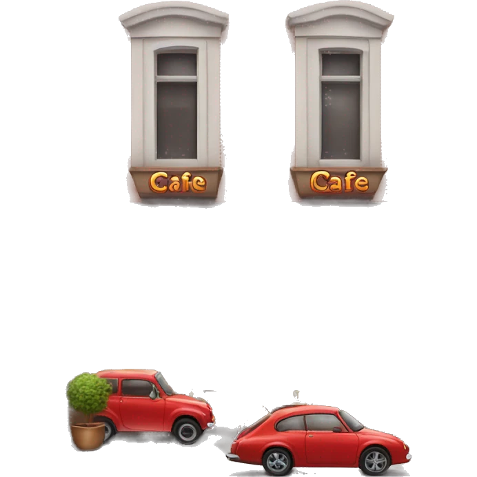 A cafe with red car emoji