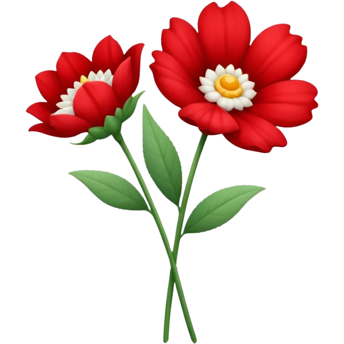 One red flower and one white flower in bouquet emoji