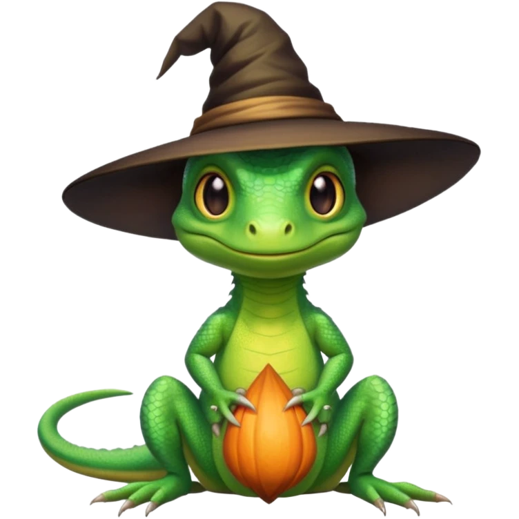lizard in role witch emoji