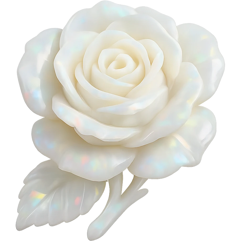 white Opal crystal rose flower, remove background emoji