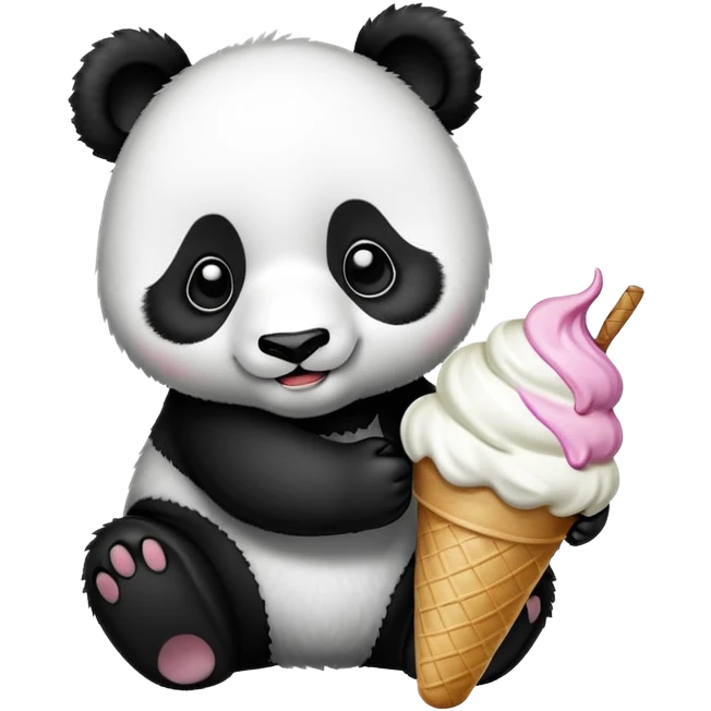 Panda eating ice cream emoji