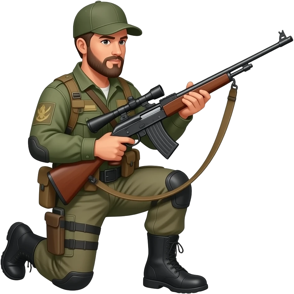 Cazador con rifle arrodillado emoji