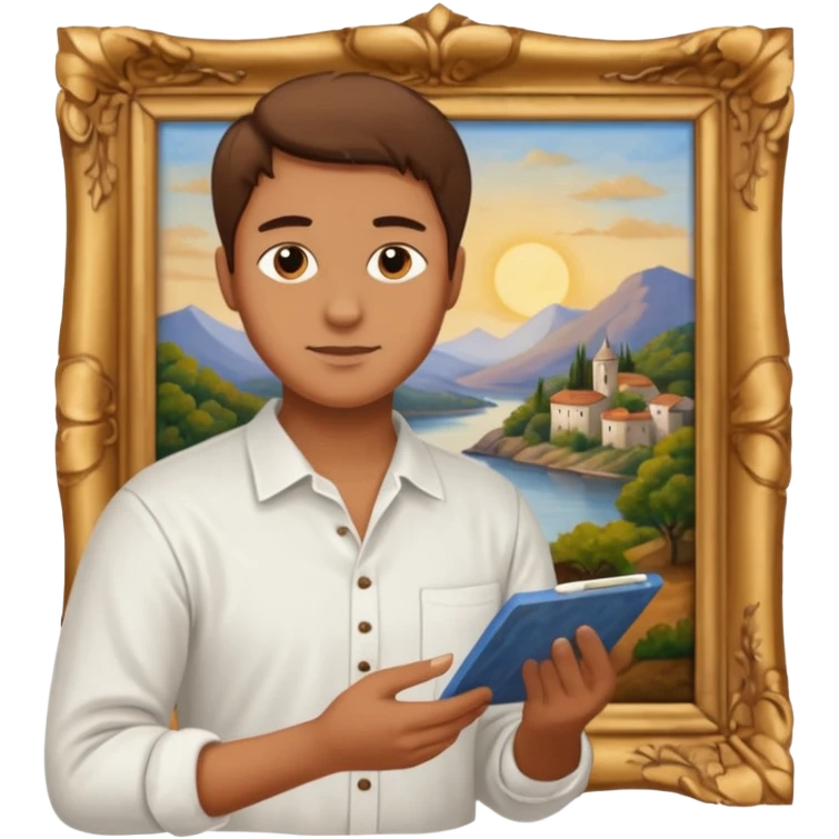 person restoring old painting. emoji