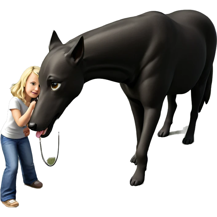 blonde girl with dog outdoors emoji