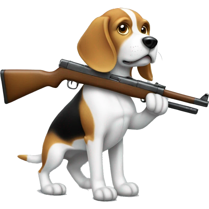 Beagle holding rifle emoji
